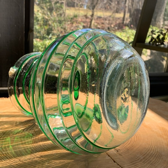 Hand Blown Green Glass Swirl Pitcher - Picture 5 of 5